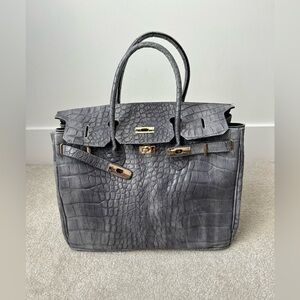 Vera Pelle leather grey crocs bag